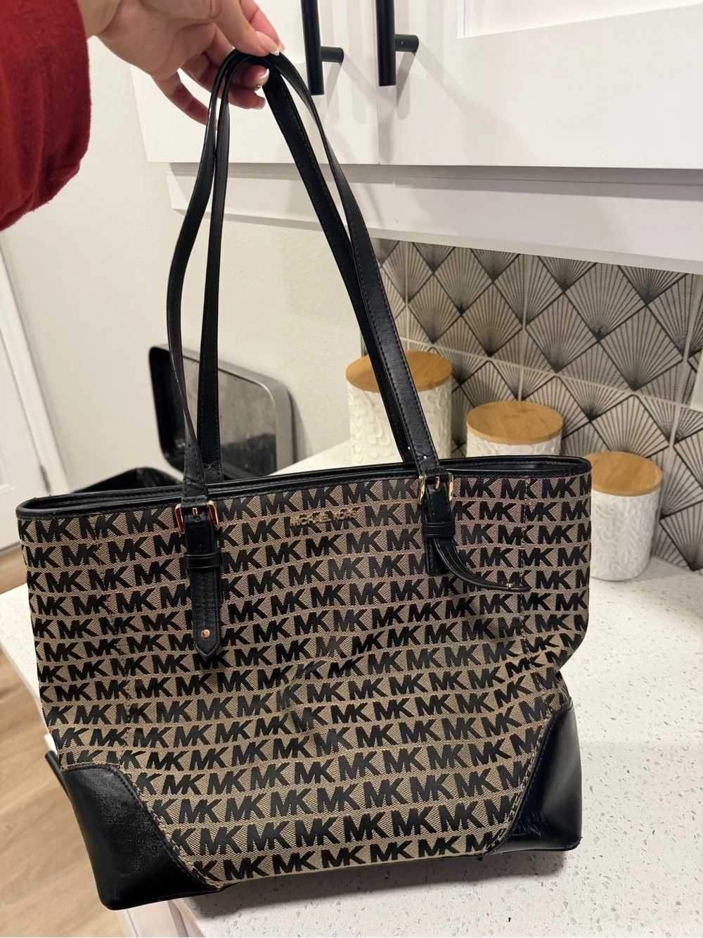 Michael Kors Black and Brown MK Logo Tote